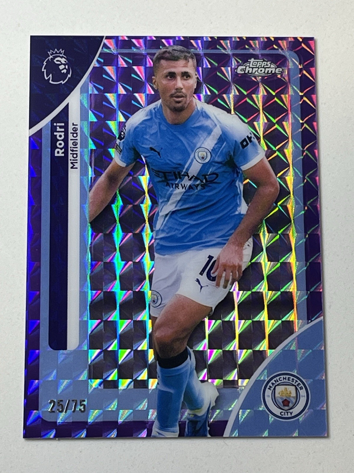 RODRI 2026 Topps Chrome Premier League Purple Geometric Refractor #25/75 Spain