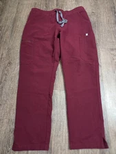 FIGS High Waisted Yola Skinny Scrub Pants Burgundy Dark Red Size Medium