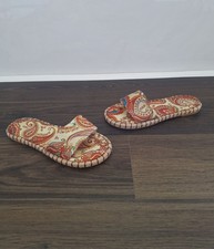 Paisley Print Espadrille Slide Sandals Size 7 Boho Summer Slip-On Flats Comfy