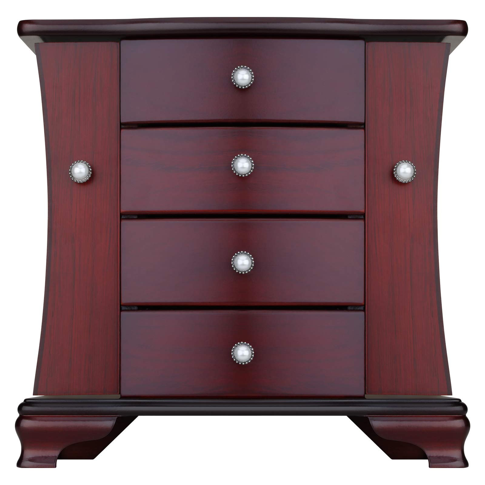 Jewelry Box - Made of Solid Wood with Tower Style 3 Drawers Organizer and 2 S...-image