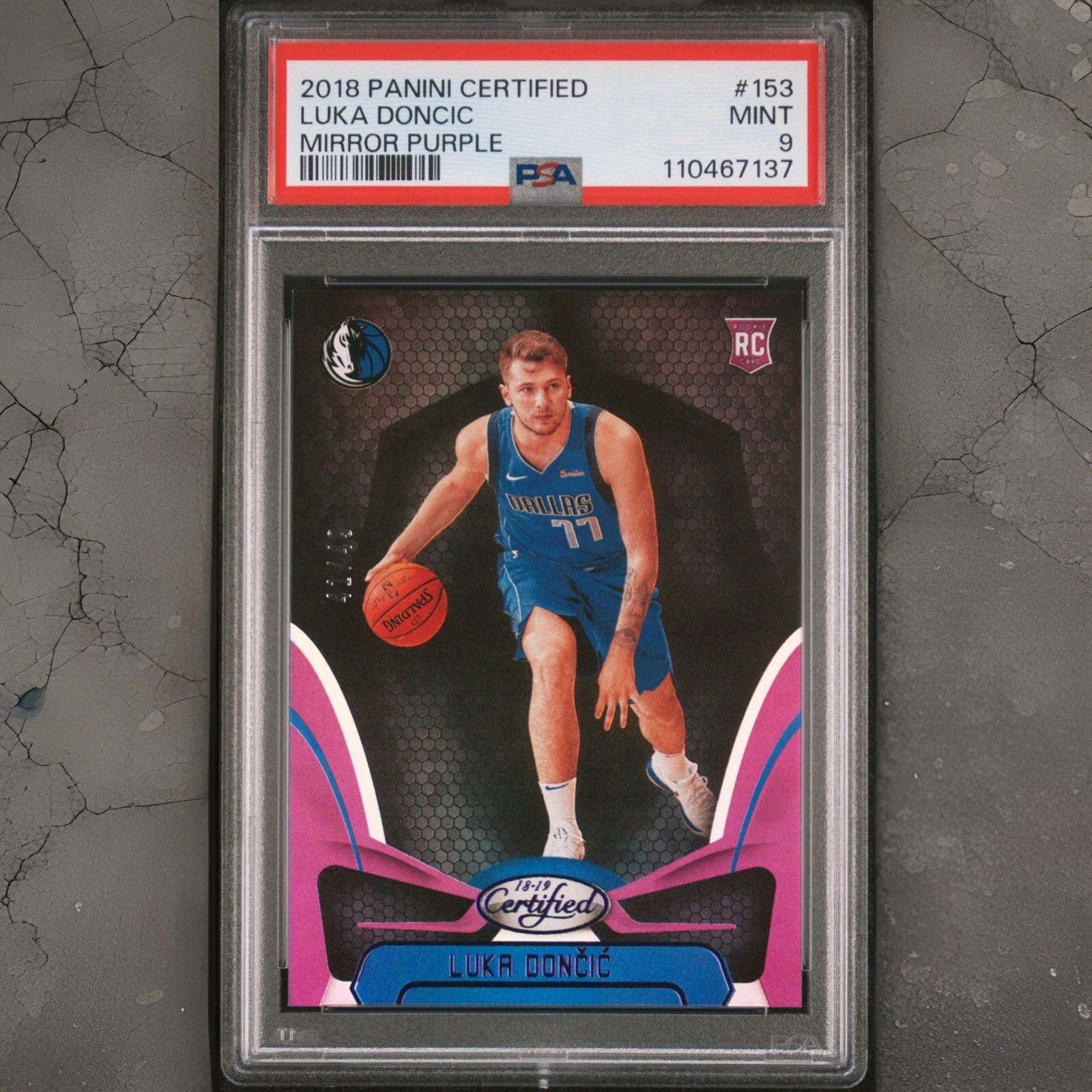 2018-19 PANINI CERTIFIED MIRROR PURPLE LUKA DONCIC RC! 1/49! PSA 9! 🧨