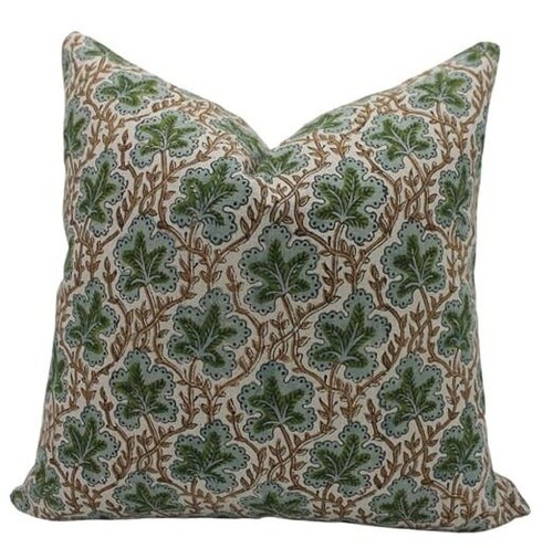 Handmade Decorative Block Print 20X20 Pure Linen Throw Pillowcase Cushion