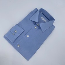 Eton Dress Shirt Mens XL 17 - 43 Blue Fine Twill Slim Fit Barrel Cuff Button Up
