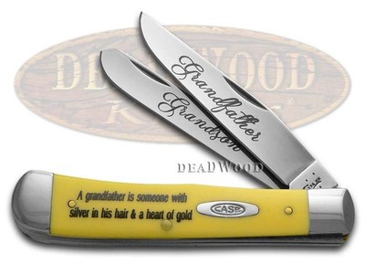 Case xx Knives Grandfather Grandson Trapper Yellow Delrin Stainless CAT-GFGS/Y