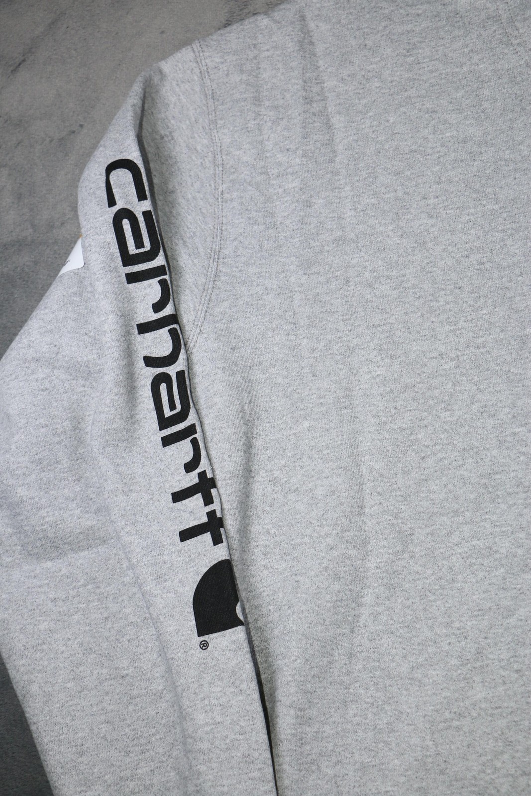 Carhartt Hoodie Mens XL Gray Loose Fit Pullover Sweatshirt Logo Sleeve NWT image 9