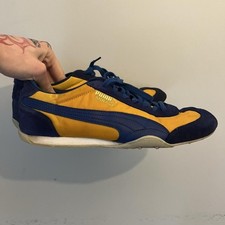 Vintage Puma Mirage UK 10.5 Yellow And Blue Suede Trainers Great Condition