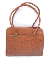 Patricia Nash Paris Large Satchel Italian Leather Bag Burnished Tooled Purse