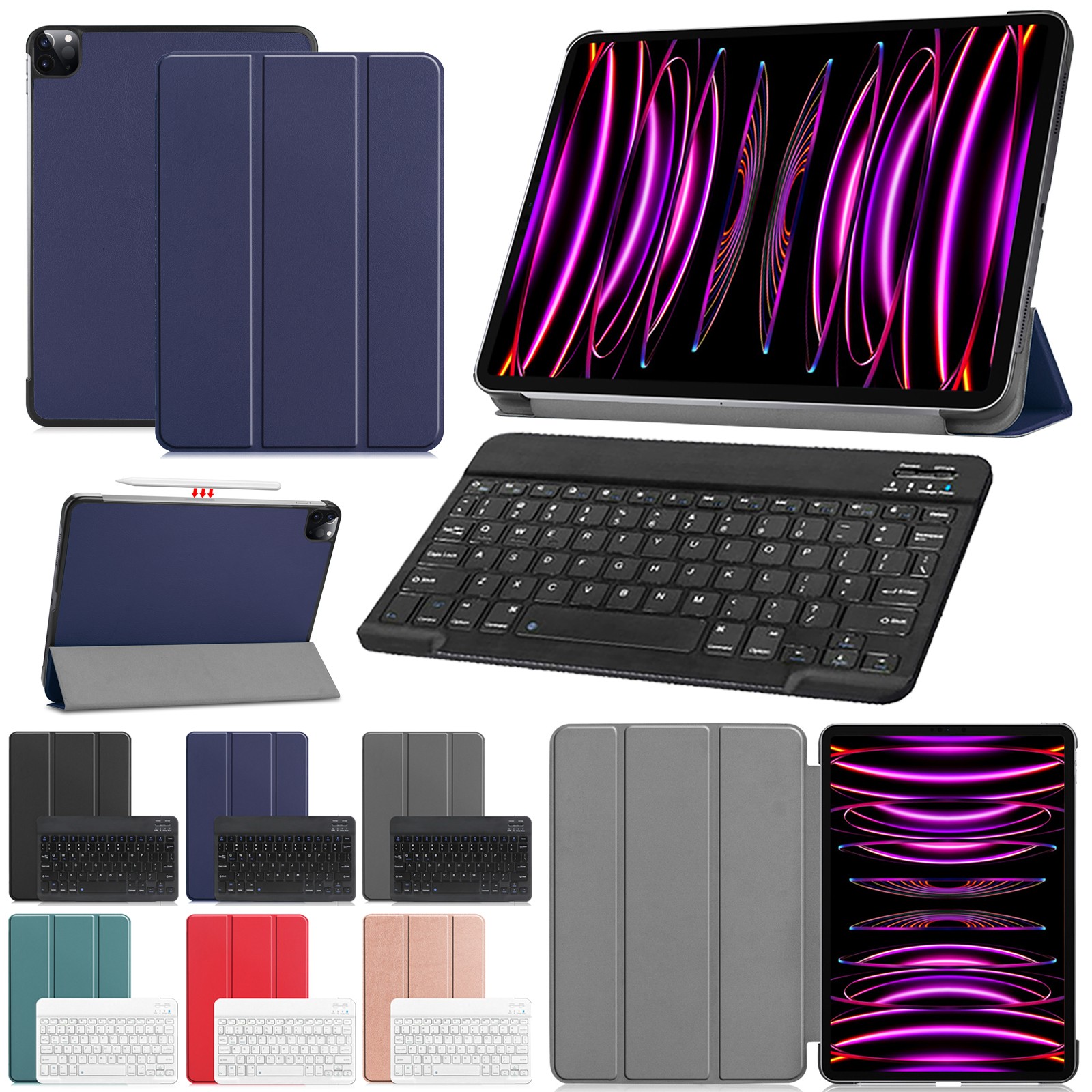 M4 iPad Pro 11 2024 Bluetooth Keyboard Case Shockproof Flip Cover US Stock-image