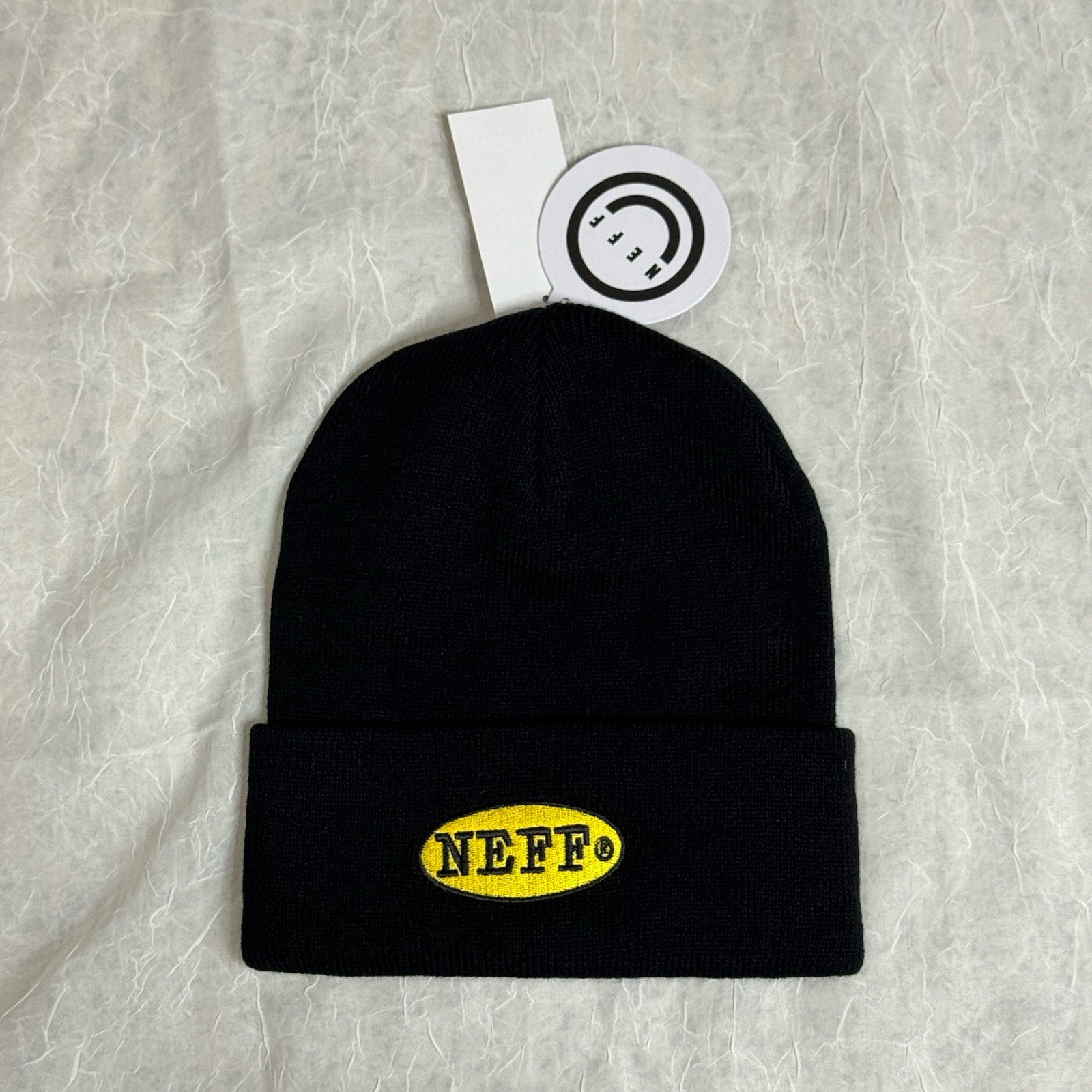 Neff Black Knit Beanie Embroidered Logo Cuffed Winter Cap Unisex