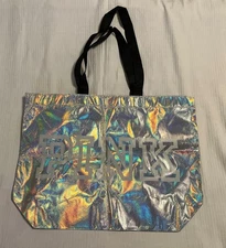 Victoria’s Secret Pink Large Reusable Shopper Tote Bag Metallic Silver New