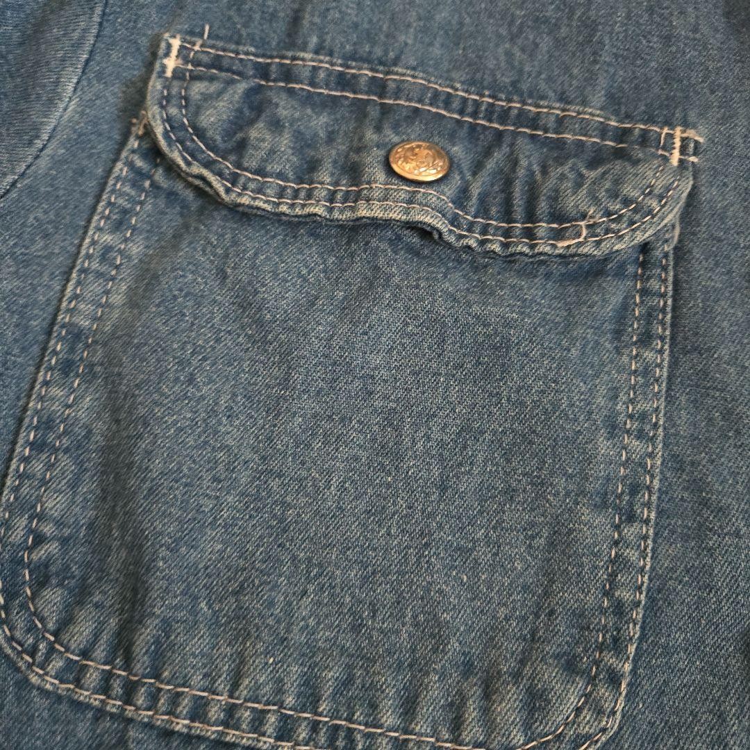 POINTER Denim Coverall Jacket M Blue 4 Pockets Bu… - image 6