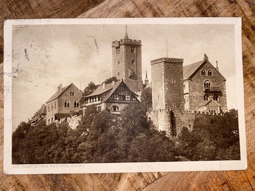 Original - Gravüre - Karte, Wartburg, Deutsches Reich gestempelt