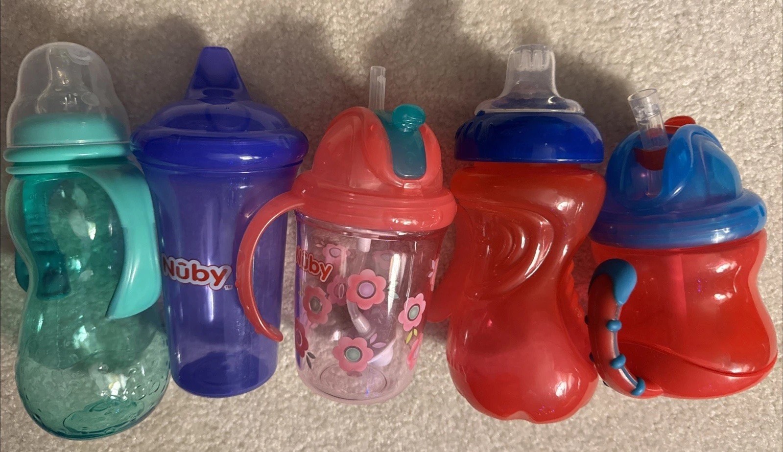 (5) Nuby Training Cups Bottle Sippy Straw Baby Toddler