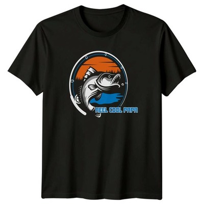 Reel Cool Papa Herren T-Shirt Barsch Angeln Angeln Vatertag Geschenk für Ihn