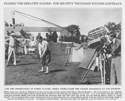 Golf Bobby Jones wird für Hollywood gefilmt - Vintage Print 1931