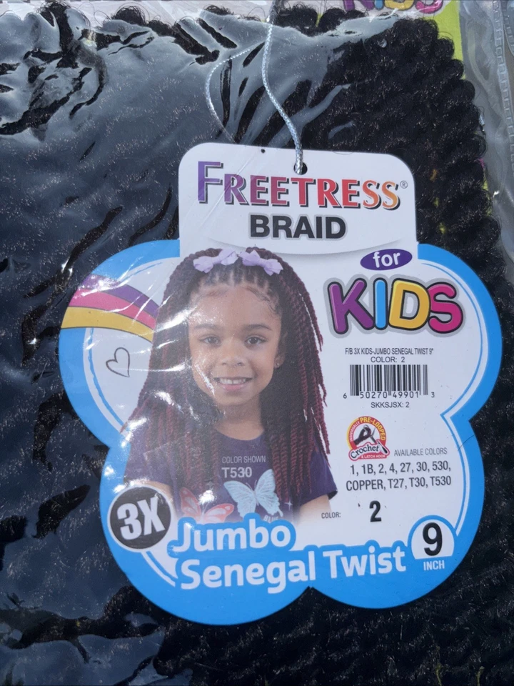 Paquete de tres trenzas Freetress sin abrir para niños Jumbo Senegal Twist Color 2 Foto 3 de 4