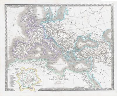 Pre-1900 - Map Of Ancient World Roman Empire