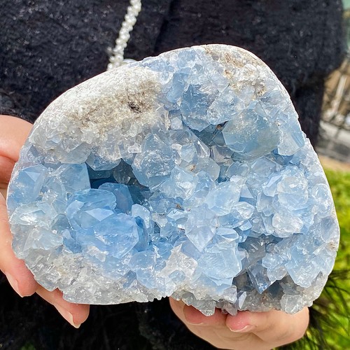 3.76LB Restoration of Natural Blue Crystal Cave Quartz Cluster Crystal Church - 第 6/13 張圖片