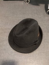 Original Vintage Men's STETSON PLAYBOY Black Felt Fedora Hat 7" Feather