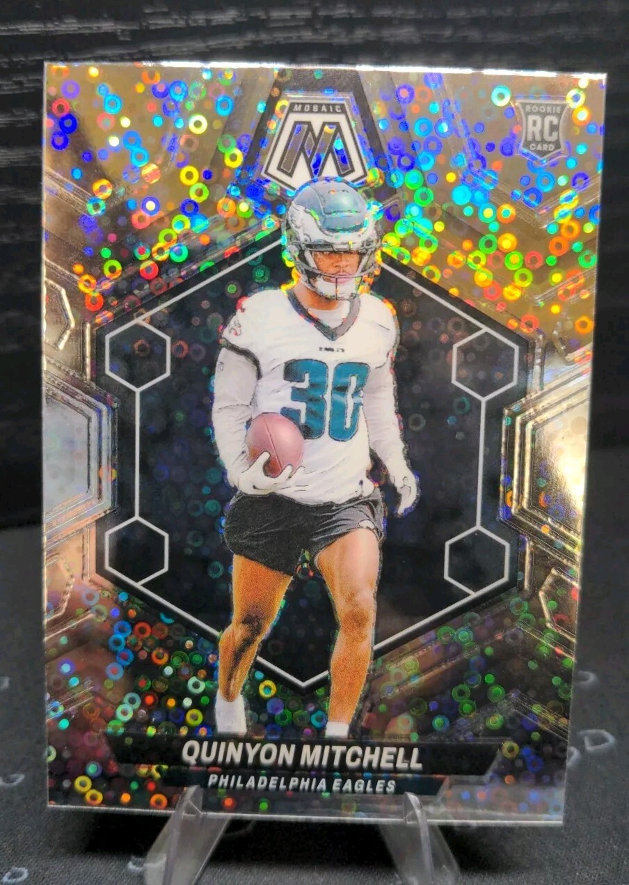 2024 Panini Mosaic Quinyon Mitchell Rookie No Huddle Silver Disco RC Eagles #322