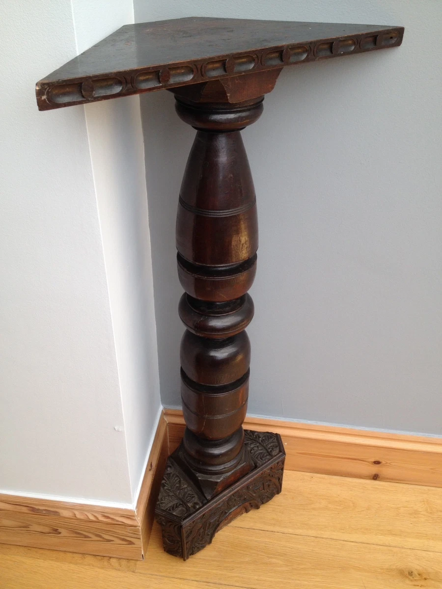 Antique Oak Corner Table Gothic Architectural Old Carved 1700s