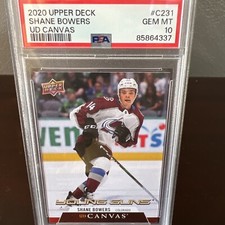 2020-21 Upper Deck Young Guns Shane Bowers Canvas PSA 10 GEM Mint Avalanche 💎
