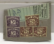5 x “To Pay/Postage Due” Stamps – Pre-Decimal - Great Britain - 3d x2 & 2/6 x 3