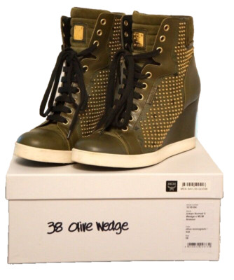 MCM by Michalsky Urban Nomad 5 Wedge Women's High Top Sneakers Monogram Shoes 38