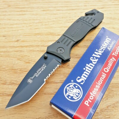 Smith & Wesson Extreme Ops Folding Knife Stainless Blade Black Aluminum Handle