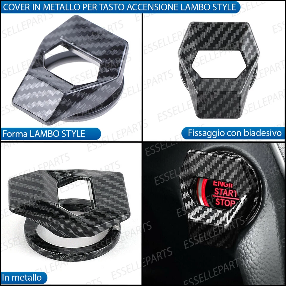 COVER PULSANTE TASTO ACCENSIONE MERCEDES CLASSE E W214 LAMBO STYLE CARBON LOOK - Immagine 2 di 4