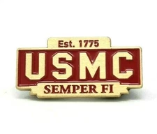 USMC marine Corps Semper Fi 1775 pin lapel SOLID brass miltary marines badge 
