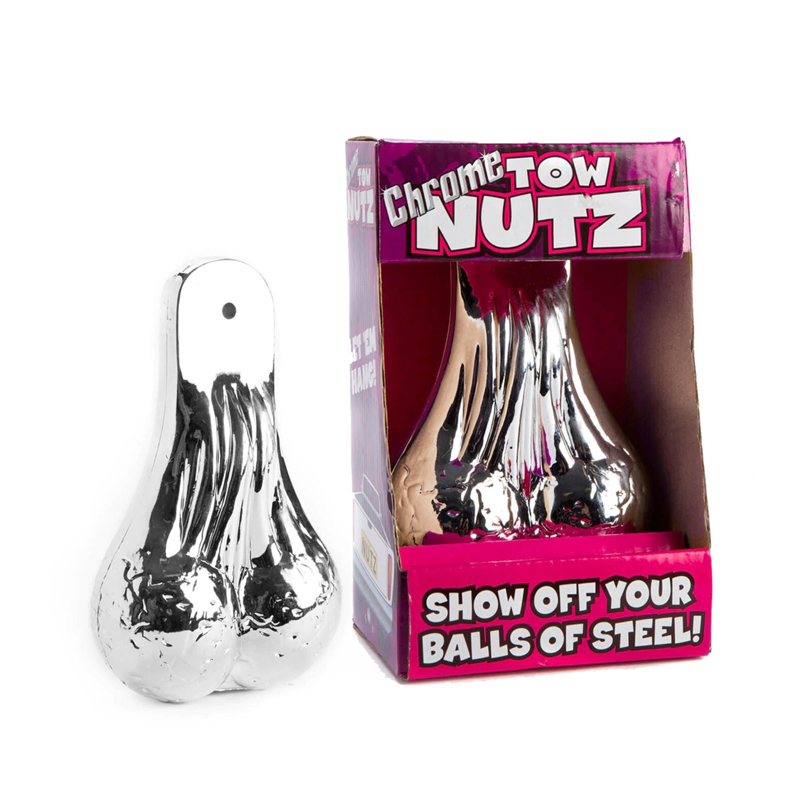 Chrome Tow Nutz Novelty Nuts Balls of Steel Sack Scrotum Car Truck