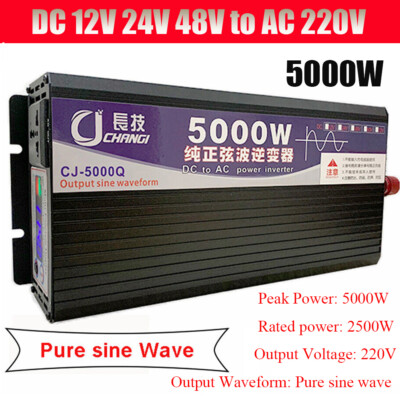 5000W Power Inverter DC12V 24V 48V To AC 110V/220V Pure Sine Wave Car Converter
