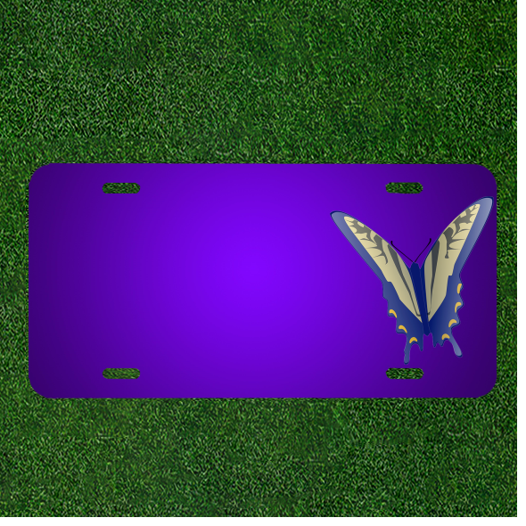 Custom Gray Blue Butterfly License Plate with Personalized Names Added