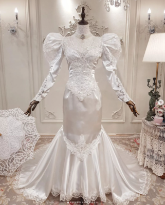 chinese dress ladies Mermaid Sweetheart Long Train Tulle Applique Wedding Dress