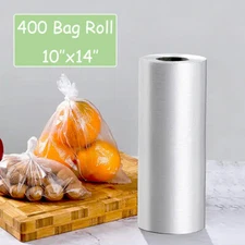 10" X 14" Plastic Produce Bag on a Roll Bread & Grocery Clear Bag 400 Bags/Roll