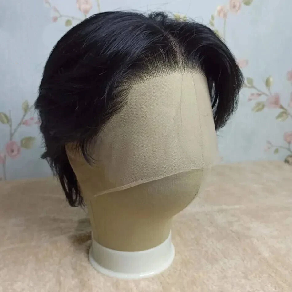 Deep Part Human 头发假发男式短 Bob Cut 蕾丝前男性假发预拔 - 第 1 张/共 11 张