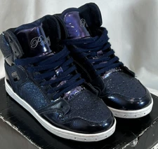 Pastry Women's Glam Pie Glitter High-Top Sneaker Dance Shoes Navy Blue SZ 6