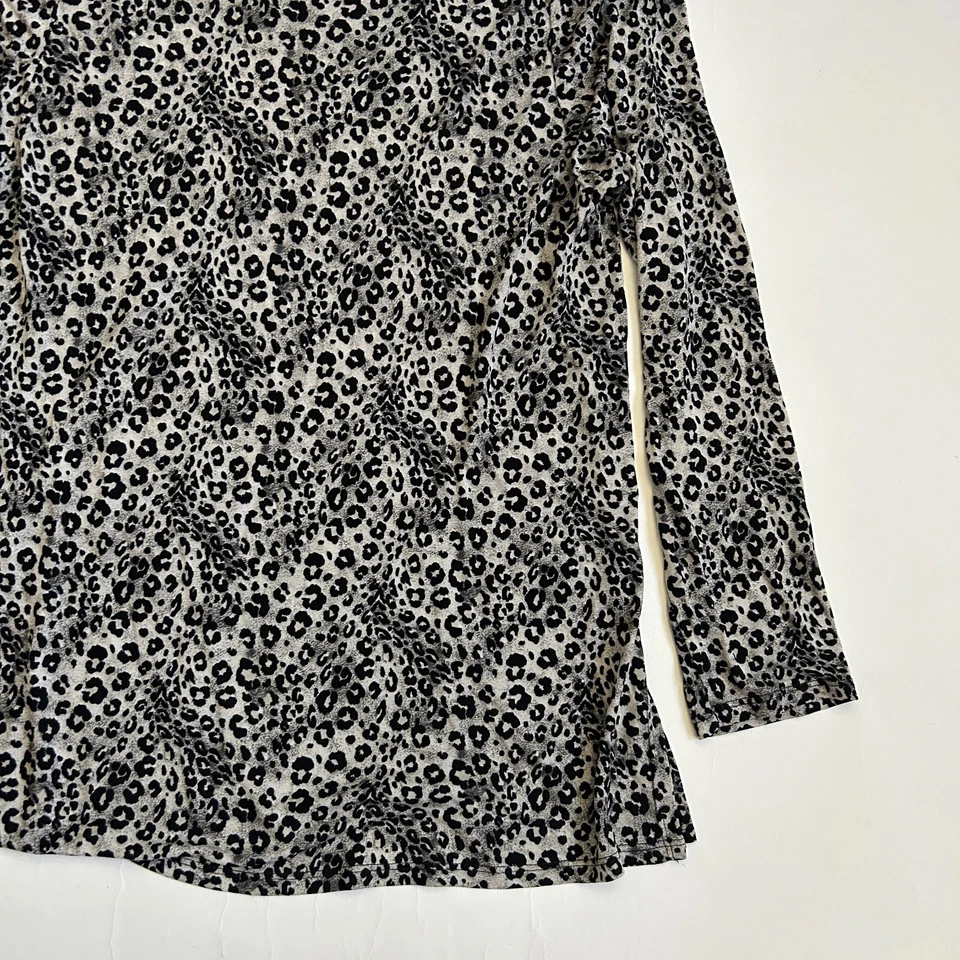 Camisa sedosa David Dart Collection negra leopardo para mujer S Art to Wear hecha en EE. UU. Foto 4 de 4