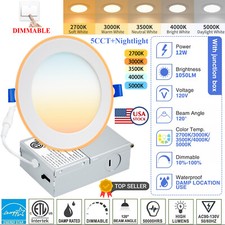 6'' LED Ceiling Light with Night Lights,2700K/3000K/3500K/4000K/5000K Selectable