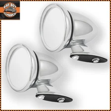 Classic Vintage Style Car Chrome Racing Bullet Torpedo Wing Mirrors Chrome x2