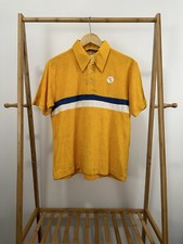 NWT Deadstock Dee Cee 70s Terry Cloth Striped Yellow Polo Rockabilly Shirt Sz M
