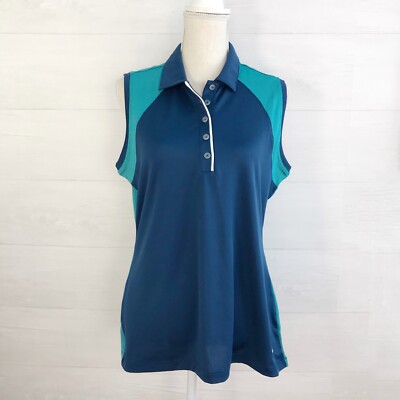 NWT Nike Golf - Tour Performance - Blue & Teal sleeveless DRI-FIT polo, L