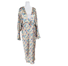 ASOS Blue Yellow Ditsy Print Bias Cut Midi Satin Dress Sz 12 NWT