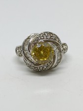 Sterling Silver 925 Yellow Citrine CZ Ring Size 7