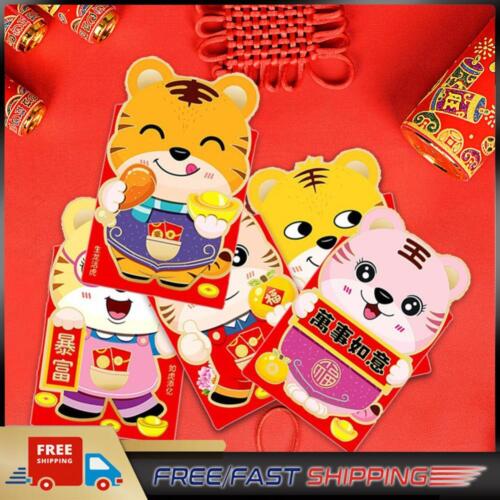 6 Stck. Chinesisch Neujahr Roter Umschlag Tiger Rot Paket für Glücksgeld (2117) - Bild 1 von 6
