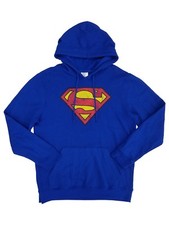 DC Comics Superman Mens Blue Pullover Hoodie Sweatshirt