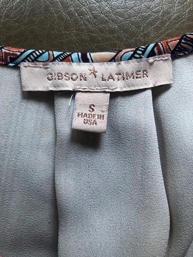 GIBSON LATIMER Printed Crepe Tunic/Dress Blue Moroccan Tile, Small - Picture 6 of 6