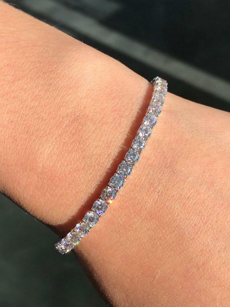 Sterling Silver White Sapphire Tennis Bracelet - White Created White Sapphire Sterling Silver Tennis Bracelet  main image 3
