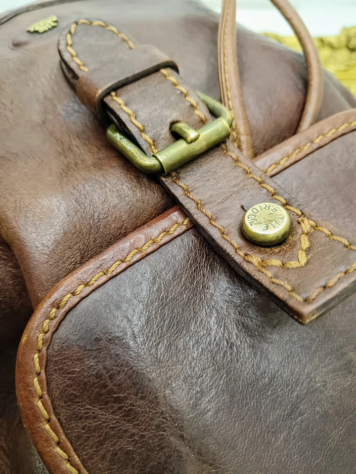 Mochila The Bridge Line Story couro marrom tamanho pequeno como nova - Imagem 3 de 4